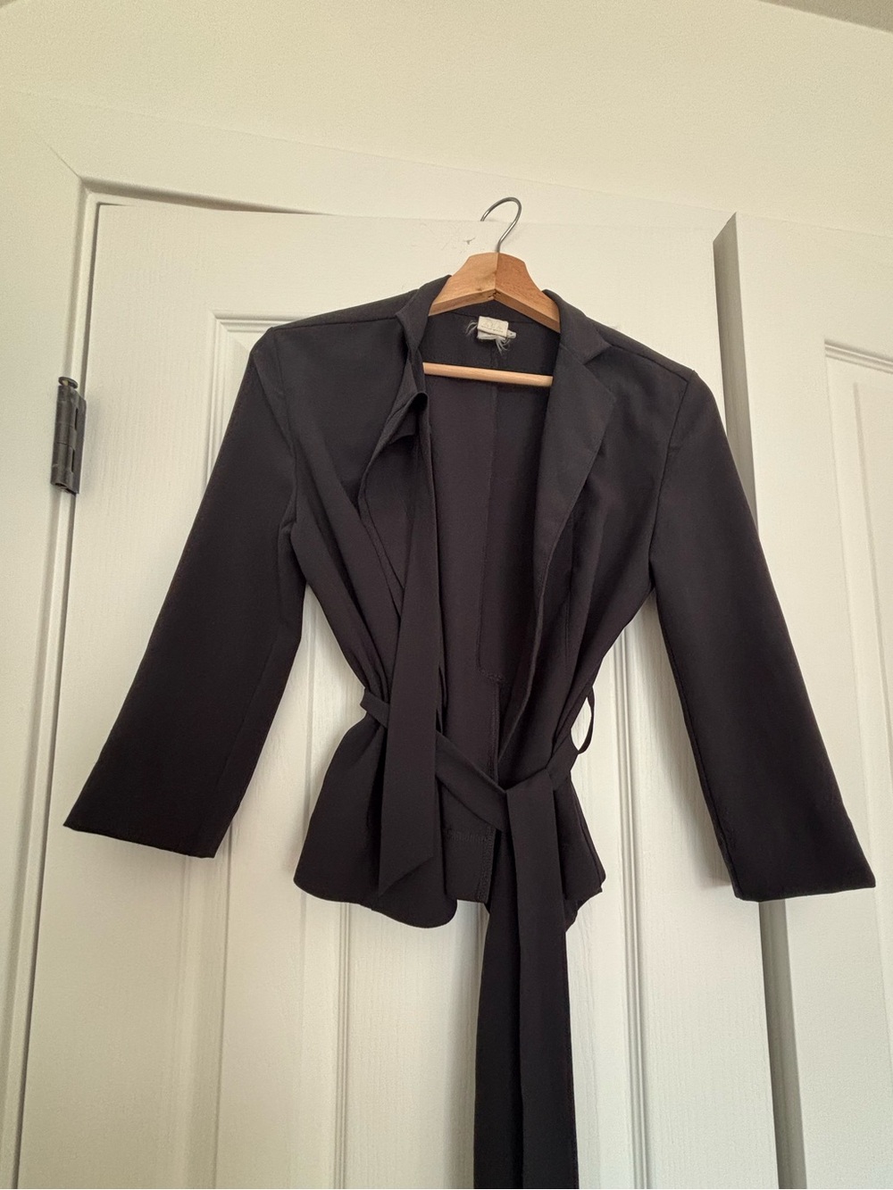 Women's Black Tie-Waist Blazer Jacket